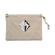 Triangle Mountains Scenery Krem Clutch Cüzdan / El Çantası Krem