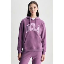 Ucla Rıley Mor Kapüşonlu Nakışlı Standard Fit Kadın Sweatshirt Mor