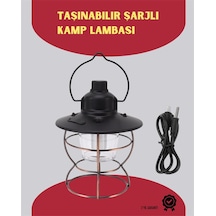 Usb Şarjlı Retro Led Kamp Feneri 4 Işık Modu, Su Geçirmez, Taşınabilir - Lisinya Siyah