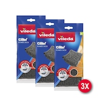 Vileda Glitzi Power Inox Çelik 2'li Bulasik Teli 3'lü Paket