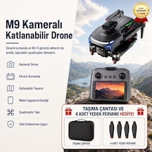 M9 Kameralı Katlanabilir Drone, Ekranlı Kumanda, Wi-fi Görüntü Aktarımı Ve Taşınabilir Quadcopter Drone-1695