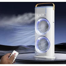 Masaüstü Çift Fanlı Buzlu Vantilatör Led Işıklı Otomatik Salınımlı Taşınabilir Soğutucu Fan Buzlu Klima