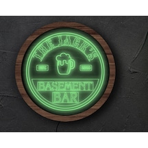 Bk Gift Kişiye Özel Led Işıklı Yuvarlak Bar Tabelası, Işıklı Tabela, Bar Dekorasyonu, Duvar Dekoru, Home Bar Tabela-9