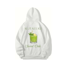 Brz Collection Unisex Oversize Kuzu Kulağı Kokteyl Hoodıe Beyaz