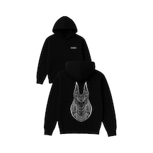 Hunors Sportswear & Company Still35 Firavun Tasarımlı Baskı Unisex Model Kapüşonlu Pamuklu Sweatshirt SIYAH