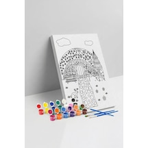 Masal Evi Desenli Mandala Tuval Boyama Seti 40x50 Cm