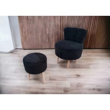 Çay Seti Tekli Koltuk Berjer Ve Puf Takımı Salon, Balkon, Ofis 2 Li Takım Siyah
