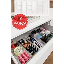12 Parça Çekmece İçi Makyaj Ve Takı Düzenleyici Organizer Set