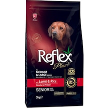 Reflex Plus Senior Kuzu Etli Orta ve Büyük Irk Yaşlı Köpek Maması 3 x 3 KG
