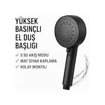 Siyah Duş Başlığı Yüksek Basınçlı, Su Tasarruflu, Kolay Montaj, Kireç Önleyici, Banyo Aksesuarı