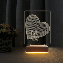 Kalp Love Tasarım 3D Led Gece Lambası Aşk Sevgili Hediyesi