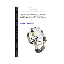 Sevimli Hediye Günlük Tarz Metal Detaylı Panda Figürlü Seramik Telefon Askısı Ve Şık Charm Bileklik
