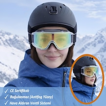 Kayak Gözlüğü Aynasız Gökkuşağı Ventilli Güneş Kar Koruyucu Gözlük Uv Korumalı Snowboard Glasses Gözlük Çok Renkli