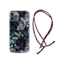 Apple Uyumlu iPhone 11 Pro Kılıf Rasta Boyun Askılı Great Flowers 1304