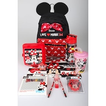 X Dekomus Lisanslı Minnie Mouse Kırtasiye Seti Love Collection Küçük Boy Anaokul Çantası,matara,beslenme Kabı,çıtçıt Dosya Seti Altın