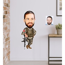 Kişiye Özel Asker Karikatürlü Duvar Sticker 50X70CM 2