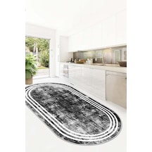West Home Dijital Baskı Yıkanabilir Kaymaz Taban Leke Tutmaz Siyah Oval Mutfak Halısı Salon Halısı Ve Yolluk Wh 413 Black Oval