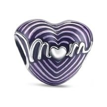 Fubena Mor Mom Kalp Charm Gümüş