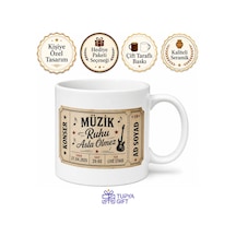 İsme Özel Konser Bileti Temalı Kupa Bardak Müzik Hediye Baskılı Kupa Beyaz / Çok Renkli