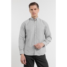 İmza Haki Oxford Düğmeli Yaka Uzun Kol Cepsiz Slim Fit Pamuklu Gömlek 1004260182