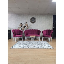 Zafir Beyaz Boyalı Tel Ayak Papatya Çay Seti Koltuk Takımı , Balkon, Salon, Ofis, Cafe Koltuk Takımı Bordo