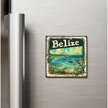 Belize Belize - Posta Pulu Temalı Ülke - Baskılı Buzdolap Magneti Kare - 9x9 Cm