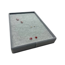 Süet Kumaş Gri Renk 24/17 Cm Batırmalı Piercing - Küpe Tablası