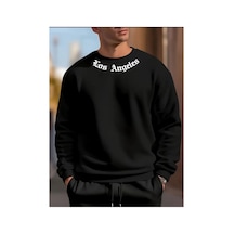 Blackjack Giyim Losangeles Baskılı Sweatshirt Siyah
