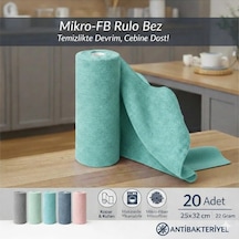 Fb Cup 20'li Rulo Mikro-fb Çok Amaçlı %100 Mikrofiber Temizlik Bezi 25x32 Kopart Kullan Turkuaz Gri - Mavi - Yeşil