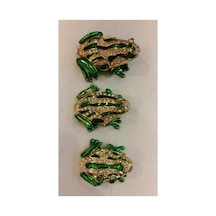 . Taşlı Kurbağa Biblo Set 3'lü Yeşil
