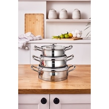 Karaca Vapor New İndüksiyon Tabanlı 6 Parça Çelik Sahan Set