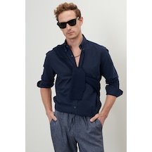 Erkek K.lacı Slim Fit Dar Kesim Düğmeli Yaka Pamuklu Oxford Gömlek Çok Renkli