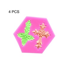 Rogfer 4 Adet Çapraz Şekil Silikon Fondan Kek Kalıp Pişirme Aracı Pink , Size:cross Shape Pembe Pembe
