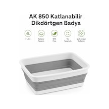 Katlanır Dikdörtgen Badya 4 Litre Pratik Katlanabilir Leğen Beyaz - Gri