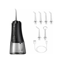 Şarjlı Ağız Duşu, 320 Ml Su Hazneli, 4 Modlu Oral Irrigator, 5 Başlıklı, Type-c Şarjlı, Ipx7 Su Geçirmez, Taşınabilir Diş Arası Temizleme Cihazı, Siyah