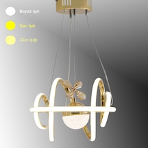 Tt005-ldtpl-sr Tt Ayd. Burgu Sarı Kaplama Toplu 3 Renk Led Avize SARI