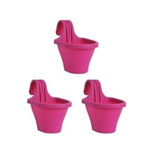 Tom1 Askılı Balkon Saksı Seti, 20 Cm, 3 Litre 3 Adet Fuşya 001