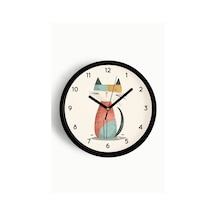 Kedi Tasarım Modern Duvar Saati - 30cm - Önü Camlı Siyah Kasa - Sessiz Mekanizma-jh1105 Siyah