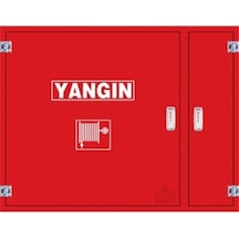 Yangın Dolabı 70x90x23 Ölçülerinde 1 20 Mt Kauçuk Hortumlu 1''vanalı Sac Kapaklı Tüp Bölmeli
