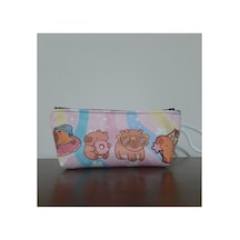 Owl Bag Capybara Gökkuşağı Desenli Kalemlik - Makyaj Çantası Diğer