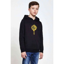 Tshirthane Pubg Kurukafa Tava Baskılı Unisex Çocuk Kapüşonlu Siyah Sweat Siyah