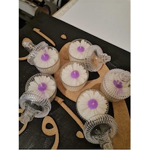 Bernami Mumluk Şamdanpinterest Dekoratif Mum Papatya Kokulu Mum, Mor Papatya Mum, Mika Kutulu Papatya Mum, 1 Adet, Kapakla 2 Parça Diğer
