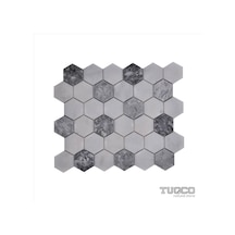 Tuqco Doğaltaş 2" Hexagon Muğla B. - Gümüş Honlu Mermer Mozai