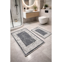 Buççin Online Mağaza Kaymaz Tabanlı 2'li Banyo Paspas Takımı Polyester İnce 6 Mm Altı Çok Renkli