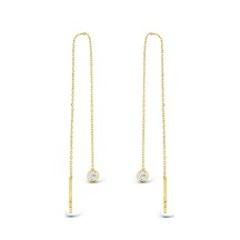 Zirkon Taşlı Gümüş Altın Kaplamalı Zincir Küpe - K087001