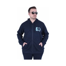 Moc Grande Mocgrande Büyük Beden Kapüşonlu Sweat Double Face Sixty Three 25704 Lacıvert Lacivert