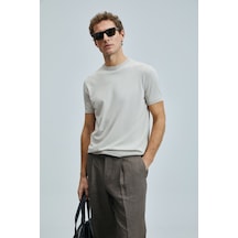 Lufian 111090156 Tıno Erkek Modal Karışımlı T- Shirt Erkek T-shirt Bej
