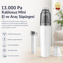 13.000 Pa Güçlü Emiş Kablosuz Şarjlı Taşınabilir Mini El Ve Araç Süpürgesi-1706