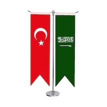 Masa Üstü Kırlangıç Suudi Arabistan + Türk Bayrağı + Krom T Direk