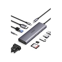 Usb C Yerleştirme İstasyonu 10'u 1 Arada 4k Hdmı, Vga, 3 X Usb A 3.0, Pd 100w, Ethernet, 3,5 Mm